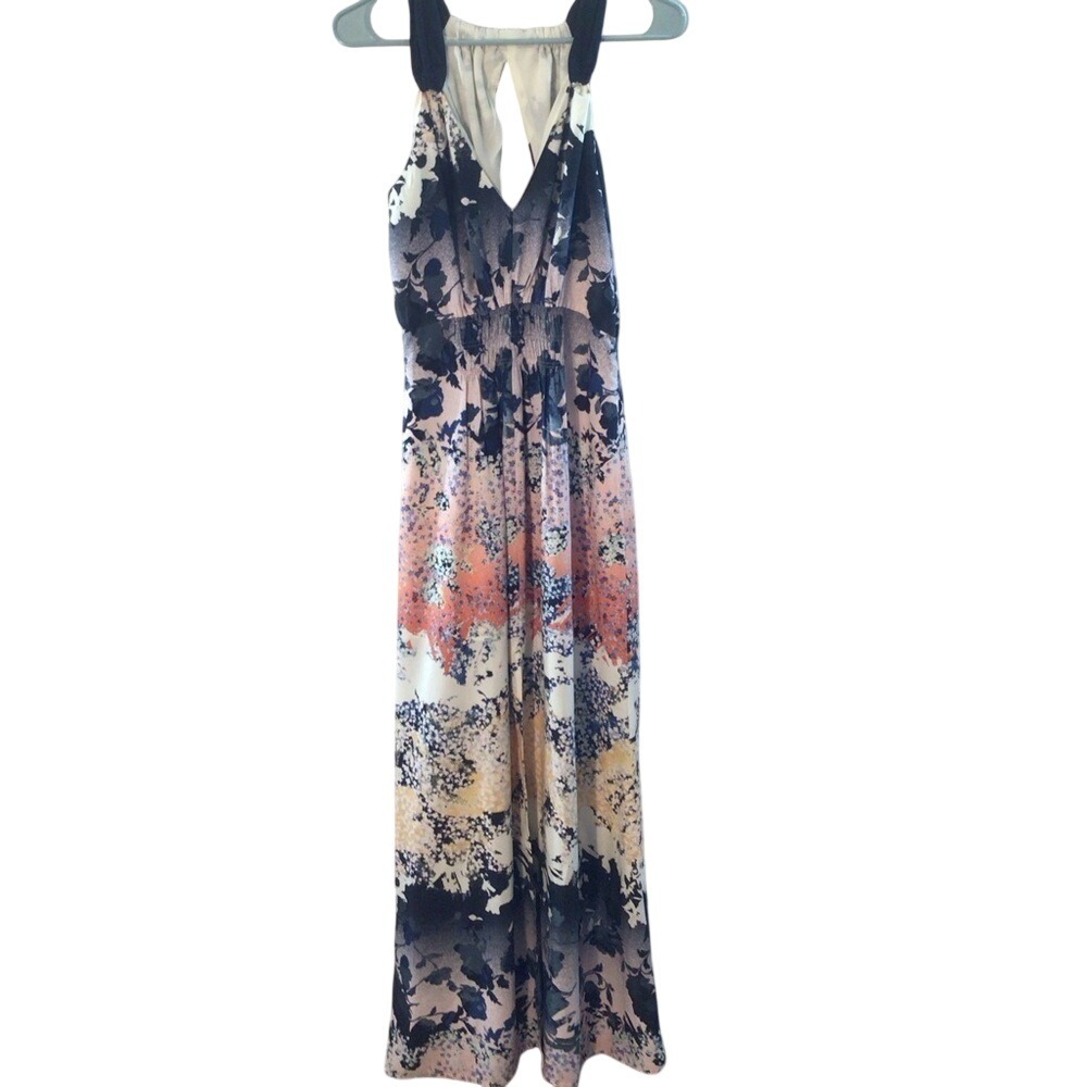 SALE Adelyn Rae Floral Multi-Print Open Back Maxi Dress Size‎ Small